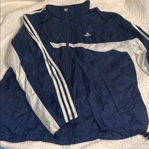 Dark blue Adidas windbreaker zip up jacket